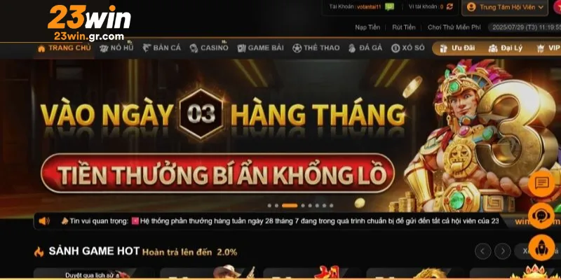 Đi qua nhanh các sảnh cược hàng đầu tại 23win